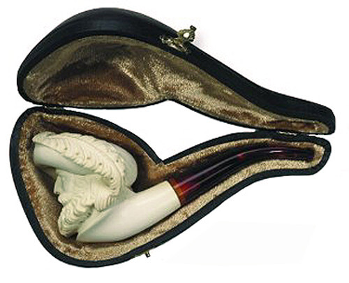 Medium Cavalier White Turkish Meerschaum Smoking Pipe - 5303K