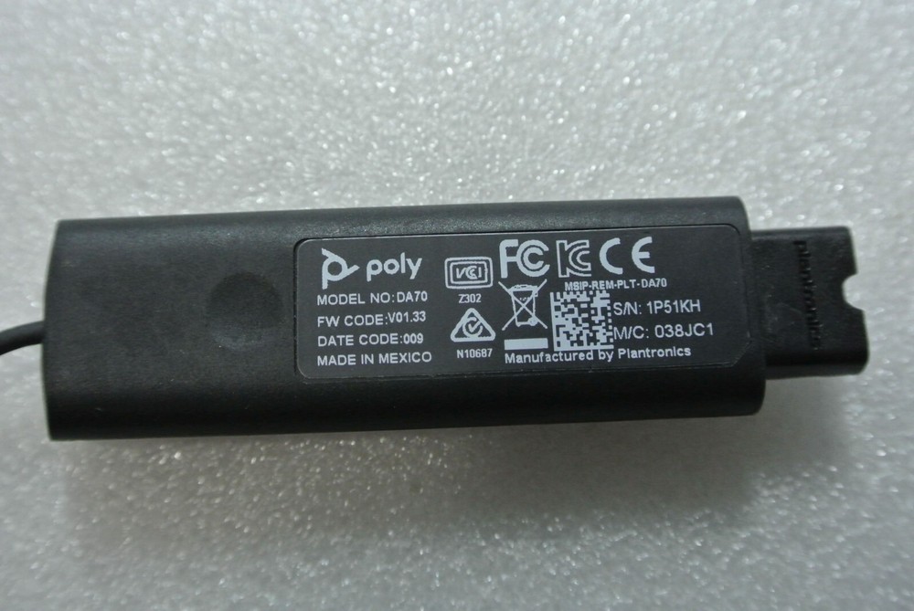 Poly / Plantronics DA70 USB Audio Processor USB to QD Adapter Cable 201851-02