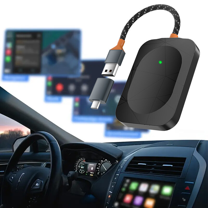 Wireless USB Carplay Adapter Dongle For iPhone Apple Android Auto Plug &Play