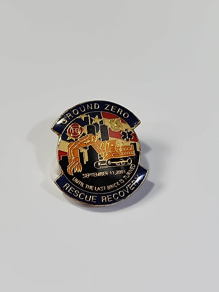Ground Zero Rescue Recovery Lapel Pin 911 Commemorative Until Last Brick Turned