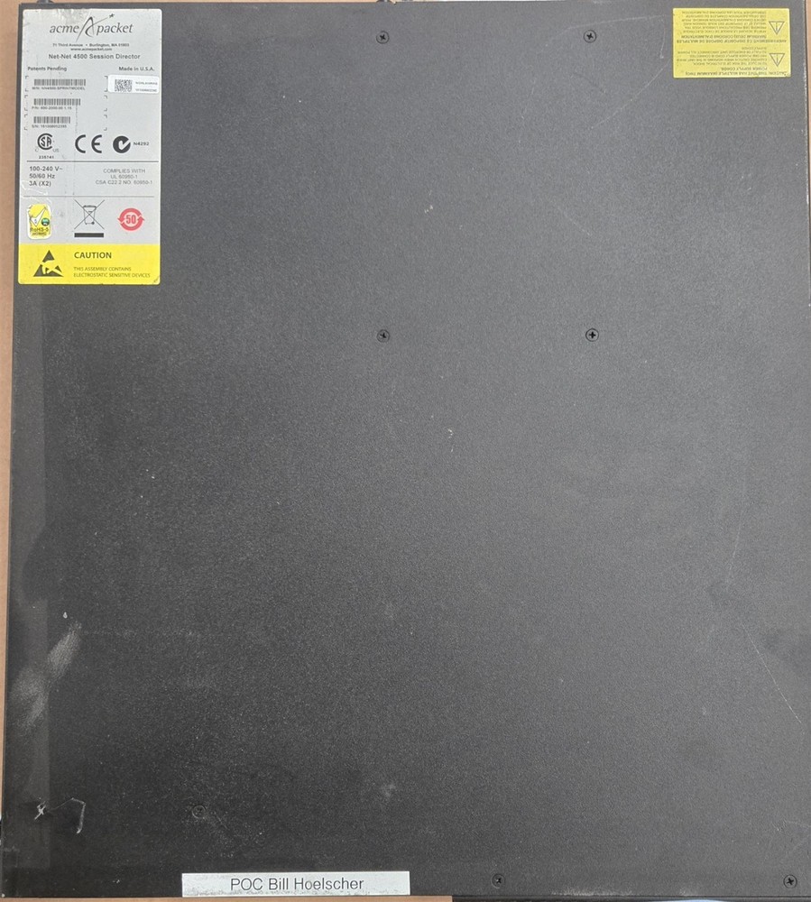 Oracle Acme Packet 4500 SBC / Session Border Controller – Missing Faceplate, 1U