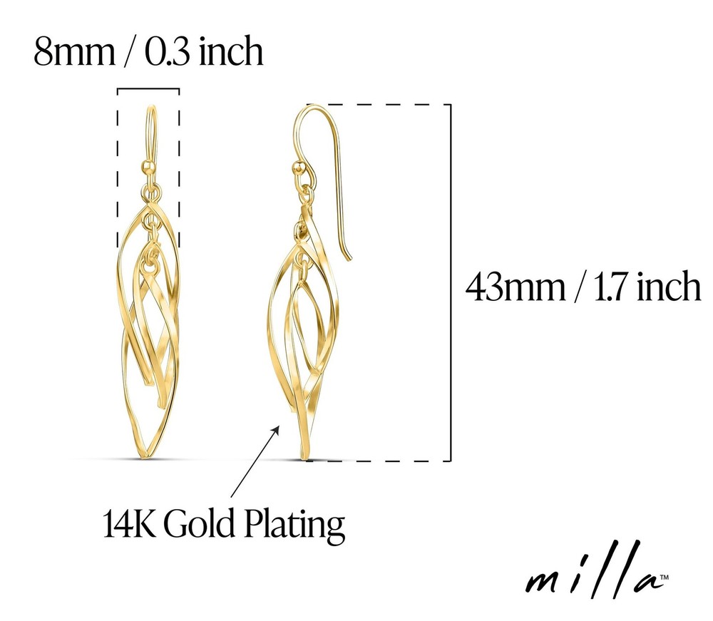 MILLA Teardrop Earrings - Designer Silver Statement Earrings or Gold Dangle E...