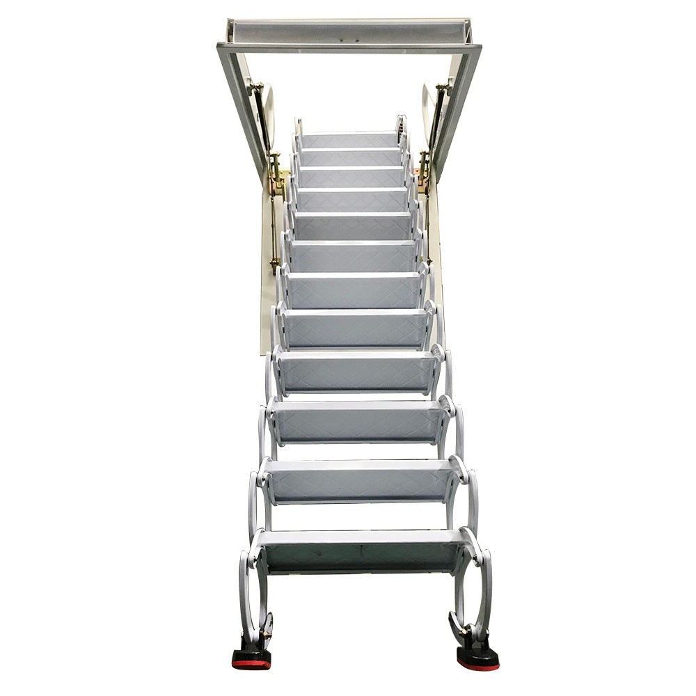 White Easy Pull Down Loft Ceiling Access Ladder Retractable Attic Ladder 9.84ft