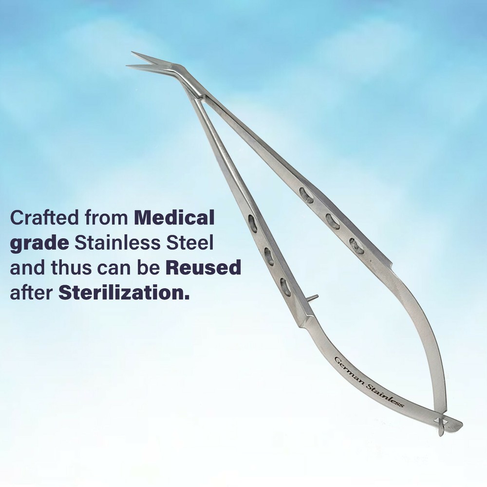 Castroviejo Angled Stitch Scissors Sharp 4.5" Micro Eye Surgery Premium Quality