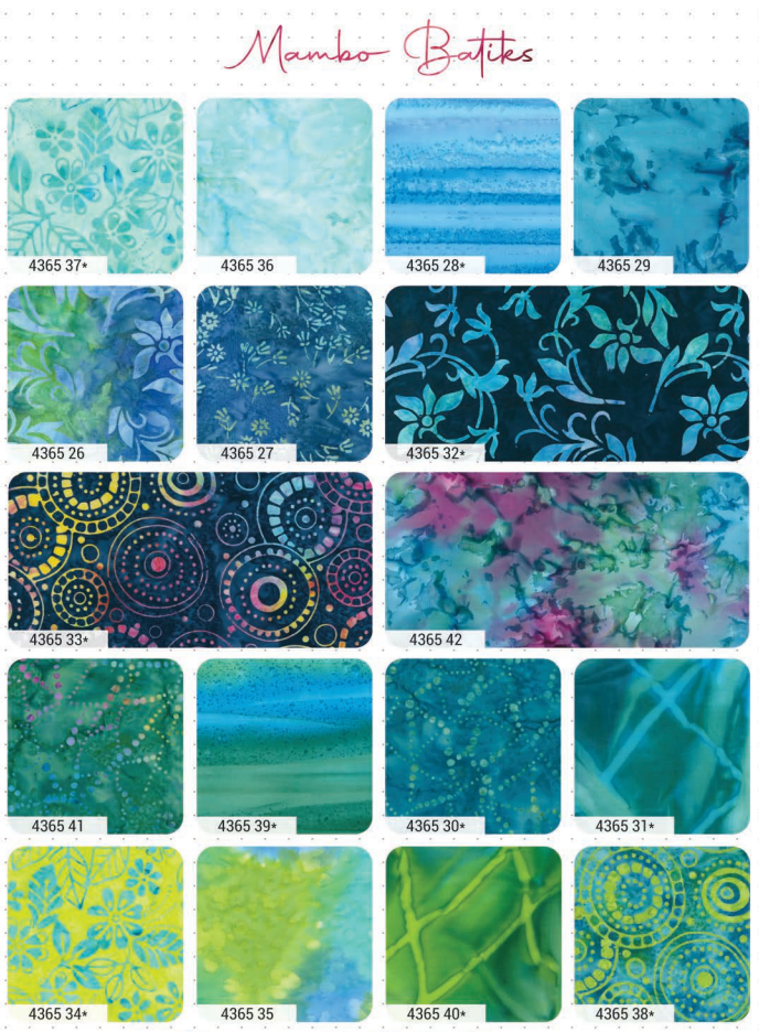 Moda MAMBO BATIKS Quilt Fabric Batik LAYER CAKE 42 10" Squares