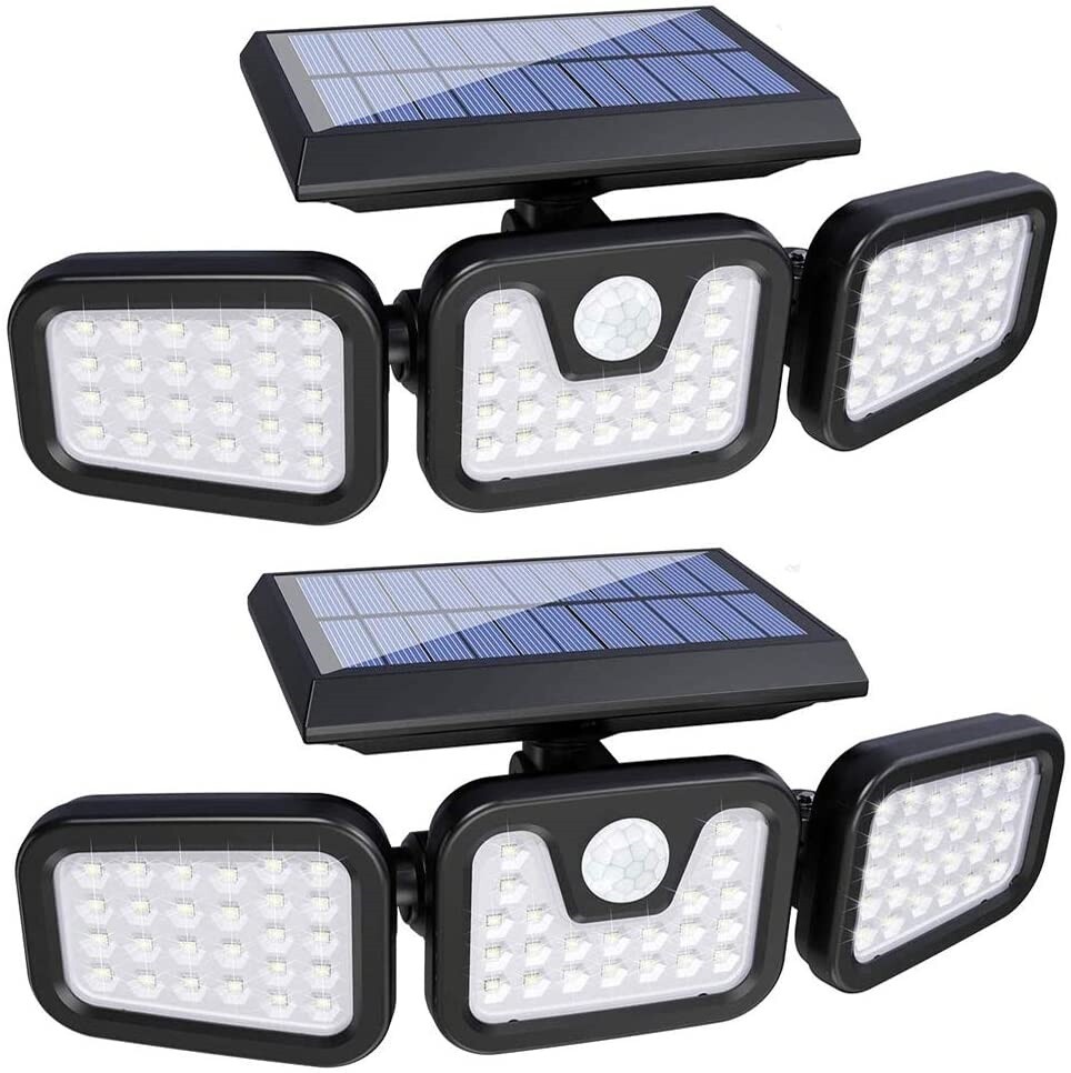 2 Pack Solar Lights Motion Sensor, Security LED Waterproof Adjustable head 74LED