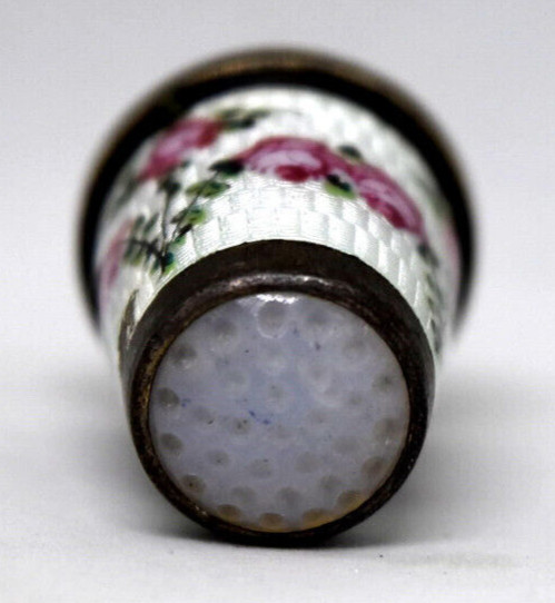 Rare Vintage Norwegian Sterling Silver Enamel Thimble