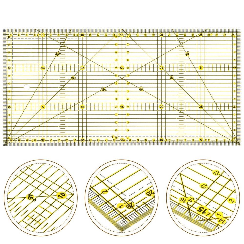 Slotted Quilting Ruler Patchwork Quarter Fabric Cutting Template