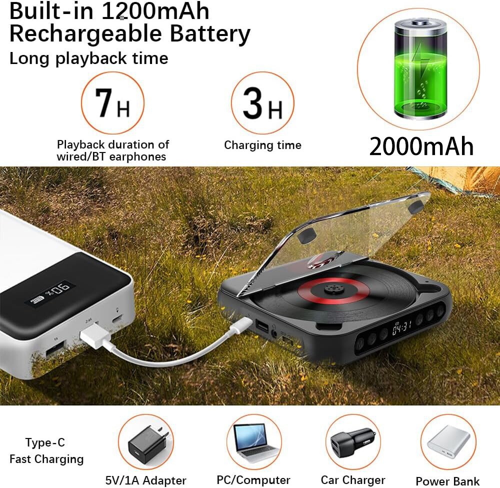 Rechargeable Blue Tooth Speaker Multi Functional CD Player Desktop/USB Portable