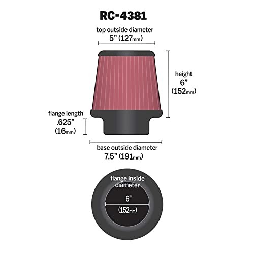 High-Flow Original Lifetime Universal Clamp-On Air Filter: High Performance,