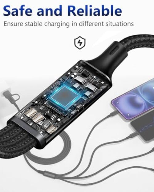 USB C Splitter Multi Charging Cable, USB A/C Fast Charging Cord, 4 in 2 Multi