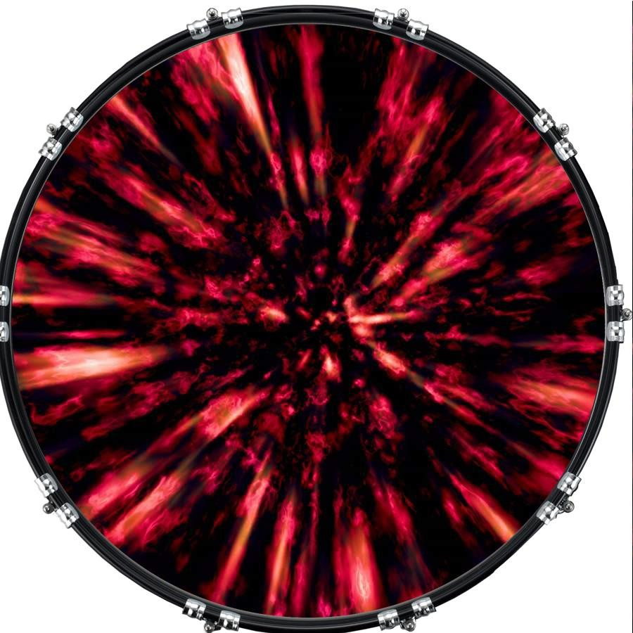 20" Custom Bass Kick Drum Front Head Graphical Explosive Red