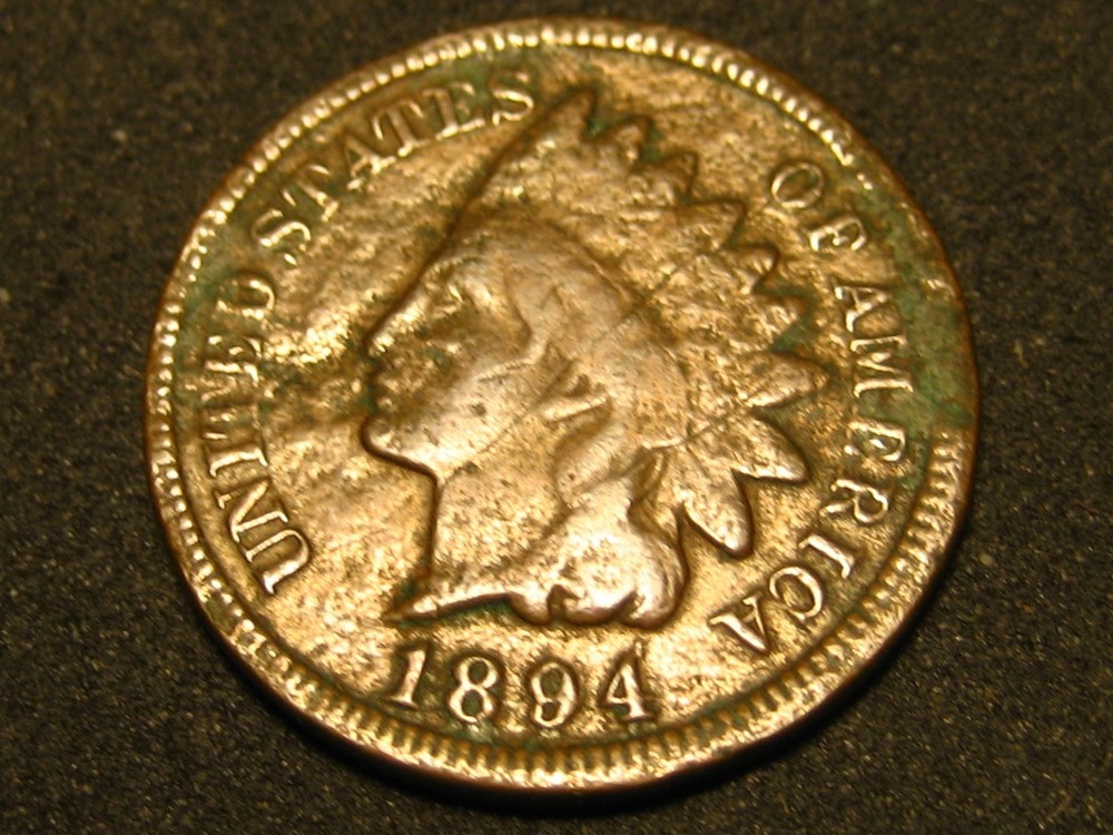 1894/94 Indian Head Cent Damaged