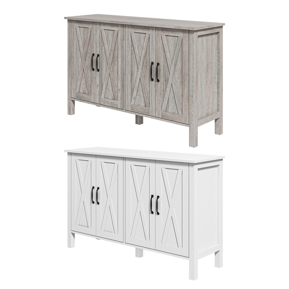 HOMCOM Buffet Sideboard, Coffee Bar Cabinet with Barn Doors, Adjustable Shelf