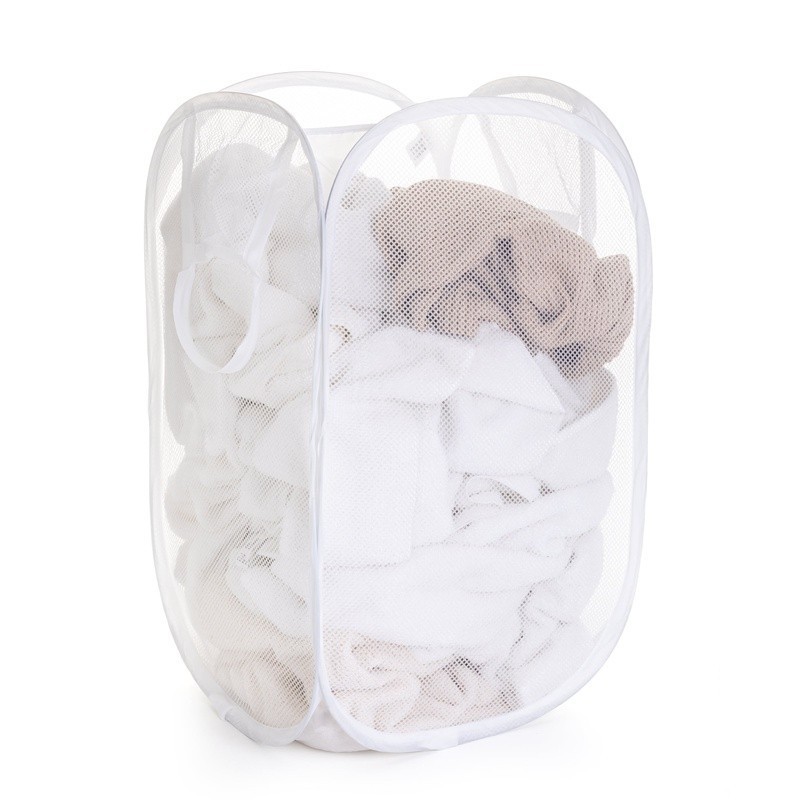 Durable Collapsible Mesh Laundry Hamper W/ Easy Carry Handles Home Storage New