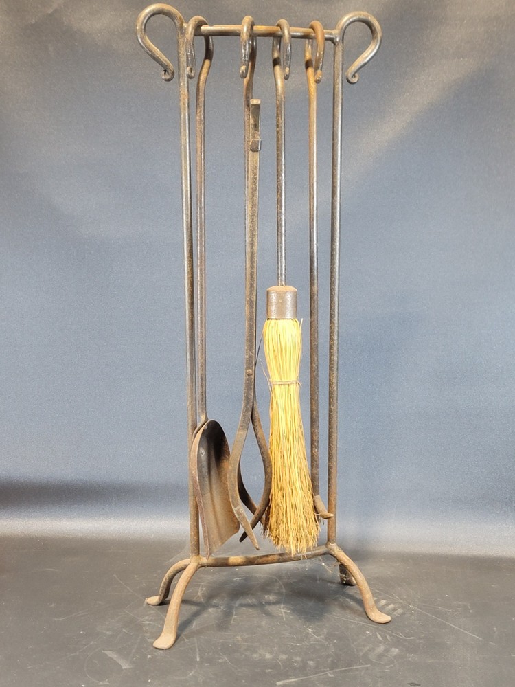 Aged Iron Fireplace Tool Set - 31 in Tall