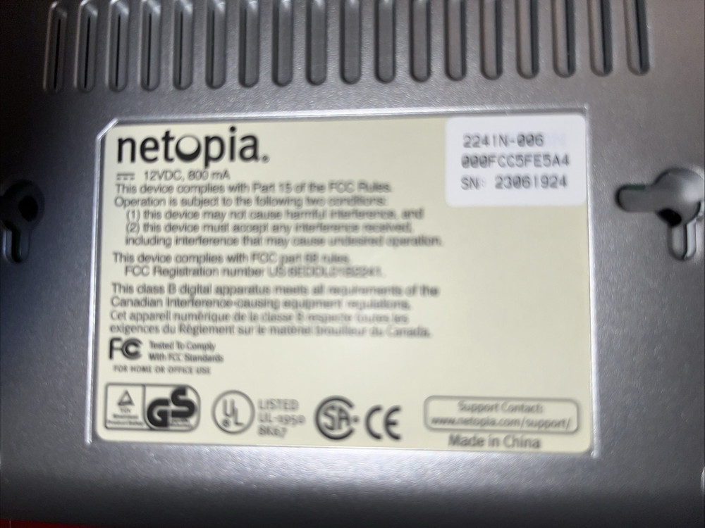 Netopia 2241N Single-Port DSL Modem