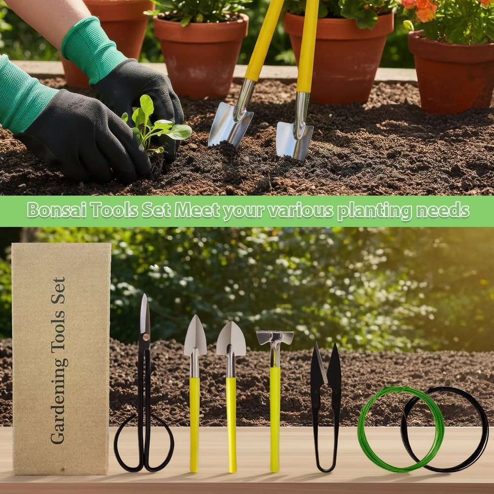 Bonsai Tools Set 7Pcs, MOSFiATA Bonsai Tree Tools Kit Succulent Trimming Tools I