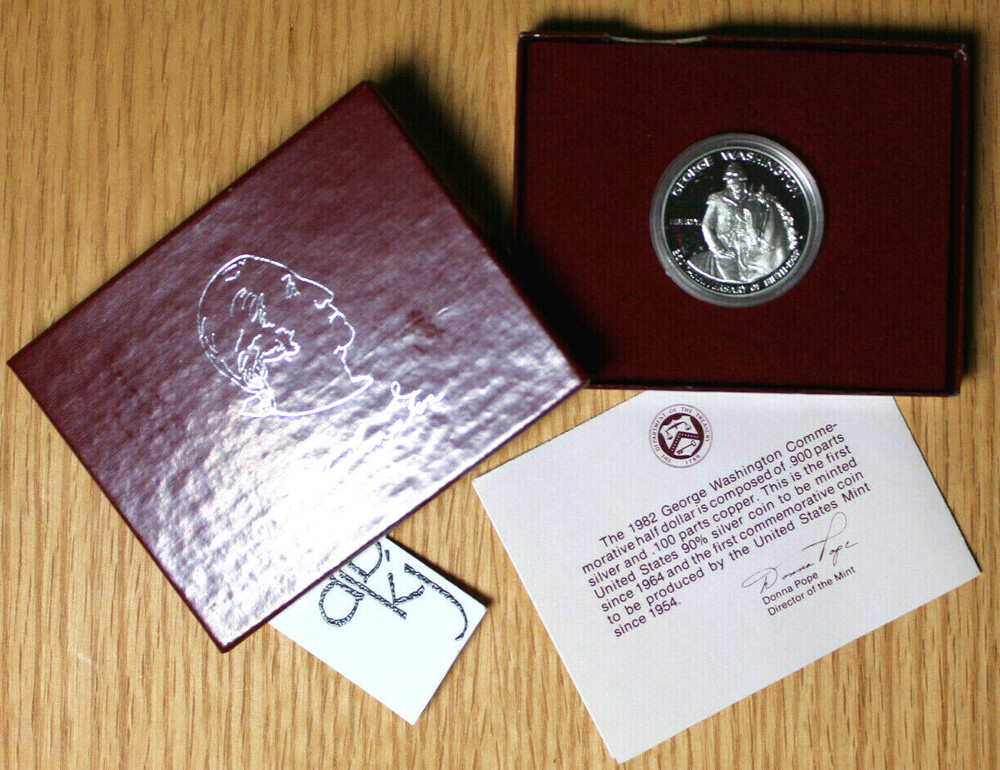 1982-S George Washington Silver Half Dollar Commemorative - Proof - OGP - COA