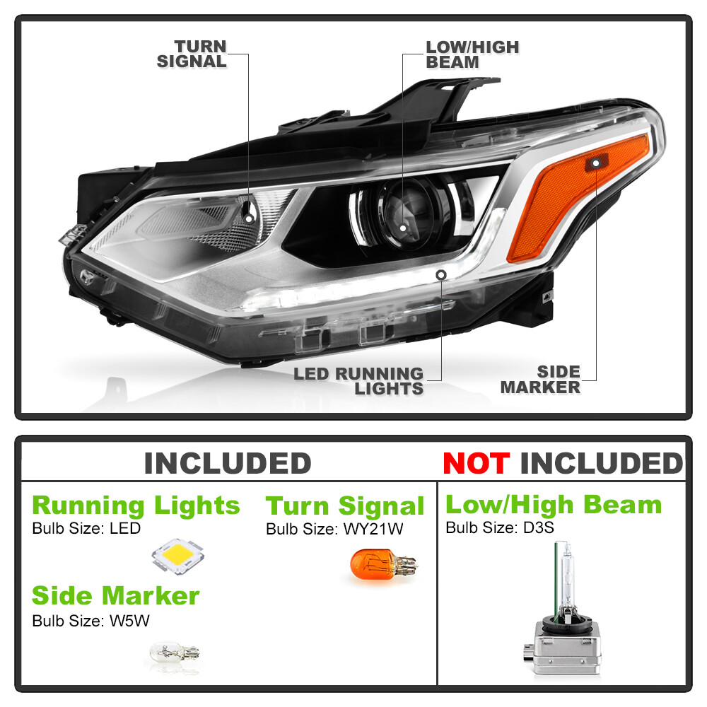 2018-2021 Chevy Traverse HID/Xenon LED DRL Projector Headlight Left Driver Side