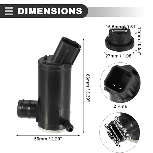Windshield Washer Motor Pump Replacement, for Kia Optima 2011-2016, Plastic,