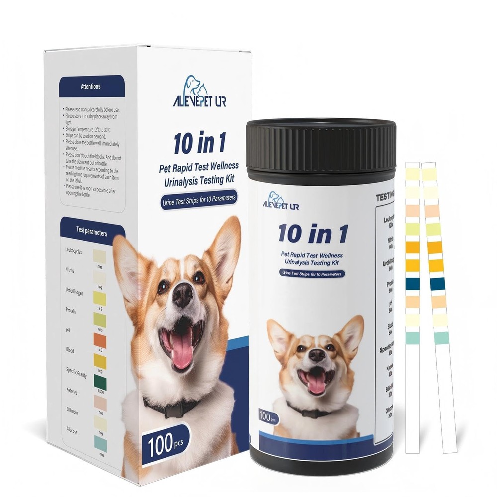 Cat & Dog Urine Test Strips 10-Parameter 100ct, Diabetes Testing, Blood Keton...