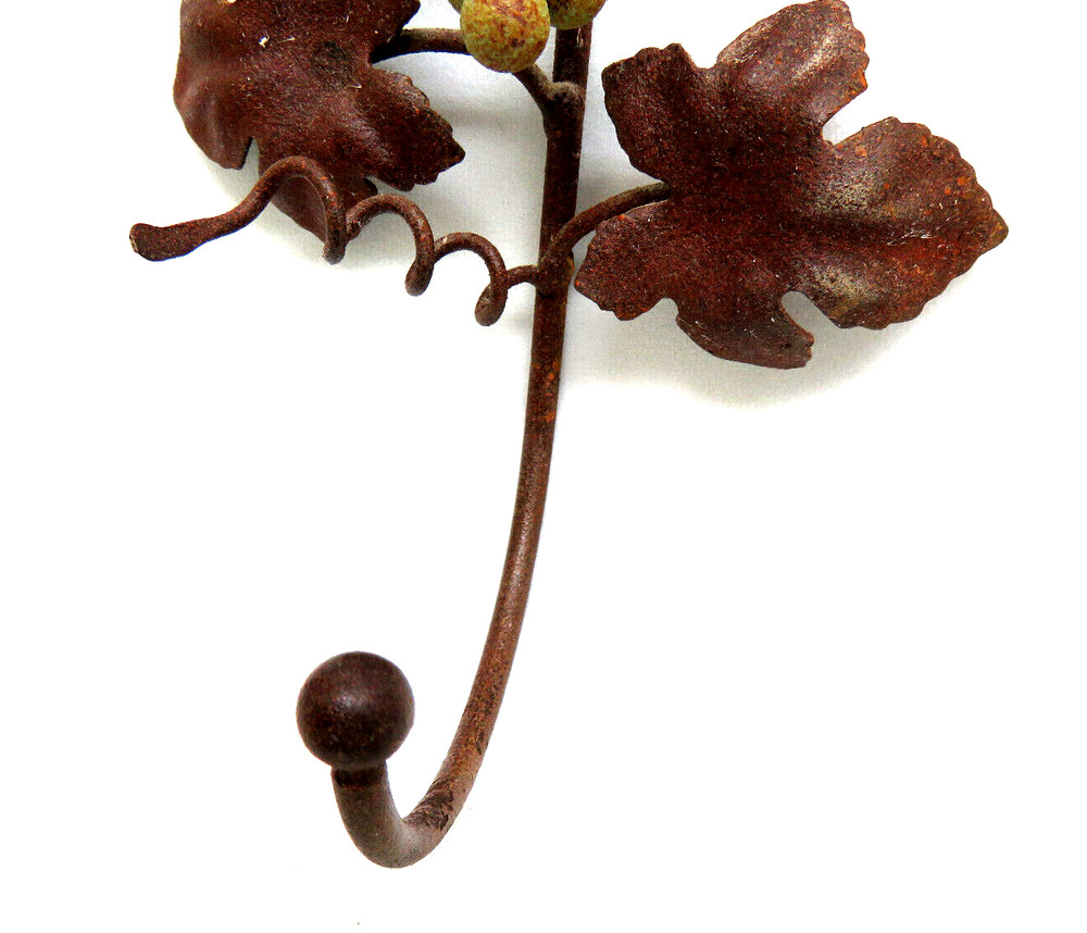 Iron Wall Hook with Grapes & Leaves ~ Towel Jacket Hat Rack