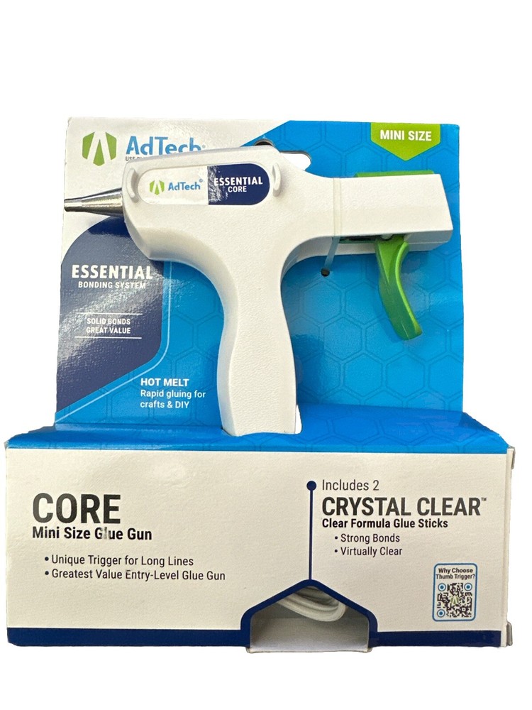 AD TECH Mini Hot Melt Glue Gun w/2 Clear Sticks HIGH TEMP