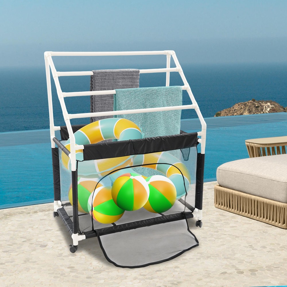 Rolling Pool Noodle Storage Organizer Bin Mesh Organizer Pool Storage Bin