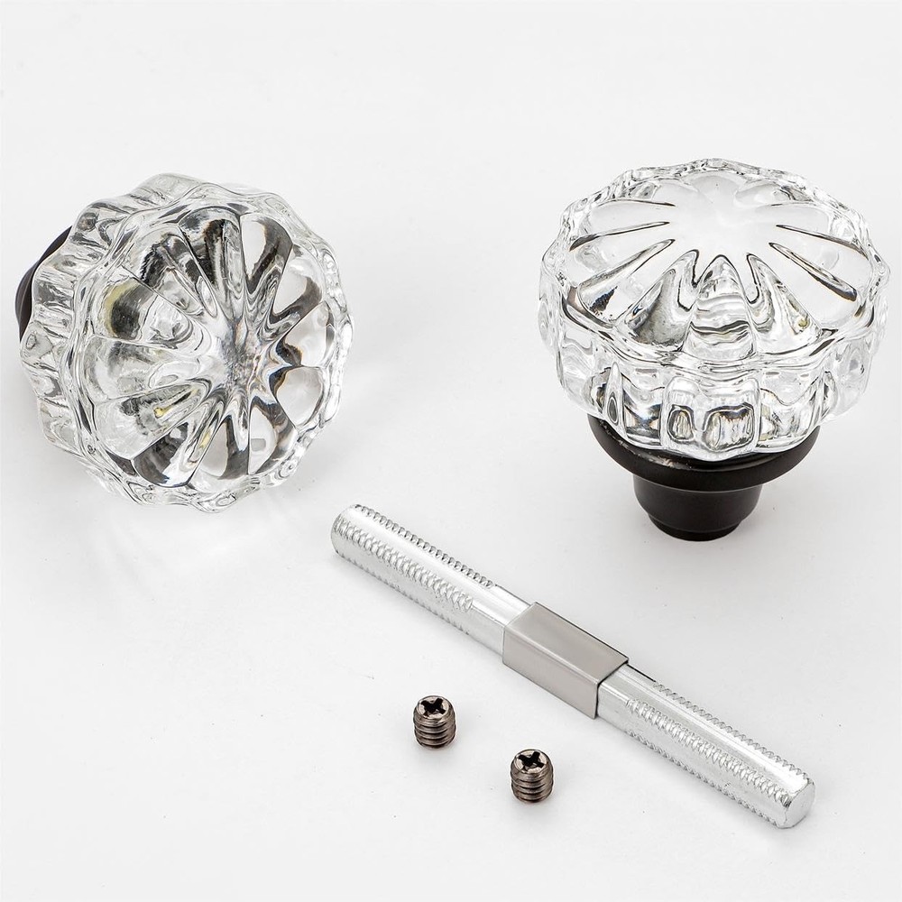Glass Door Knobs Interior, Old Style Knob 1 Pack, Matte Black