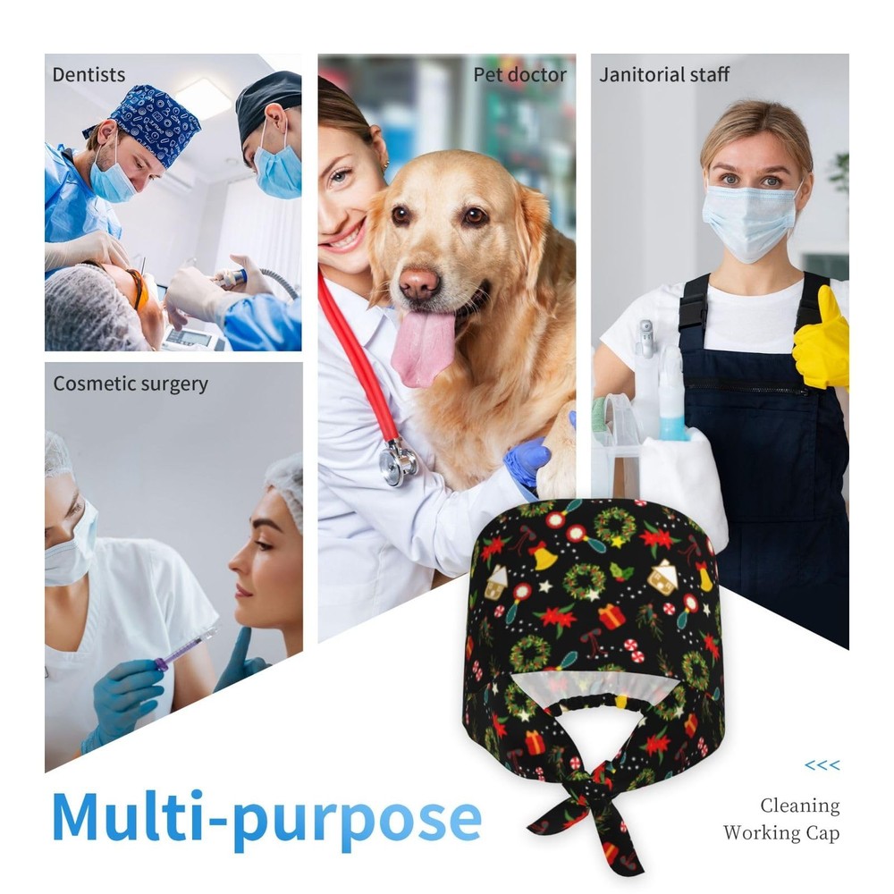 Working Scrub Cap Sweatband Breathable Adjustable Tie Back Nurse Surgeon Hat