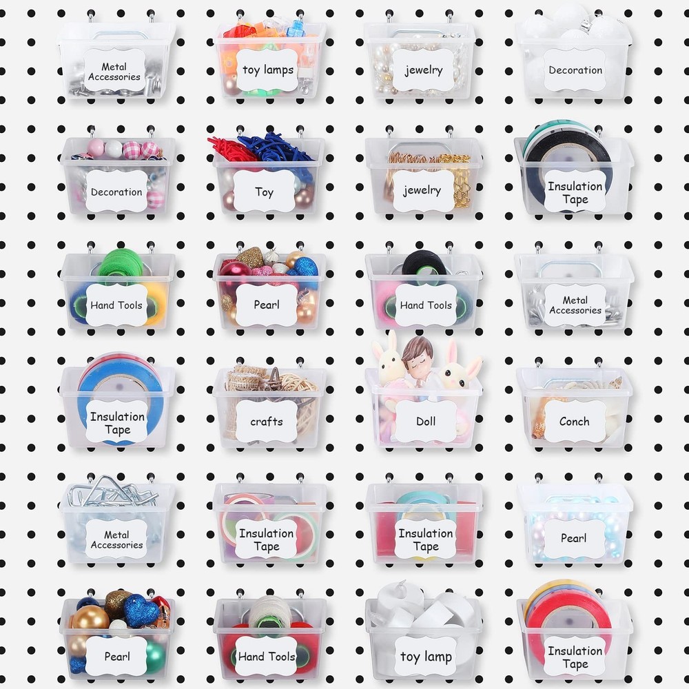 Unittype 24 Set Clear Peg Board Baskets and Bins Pegboard Baskets Organizer A...