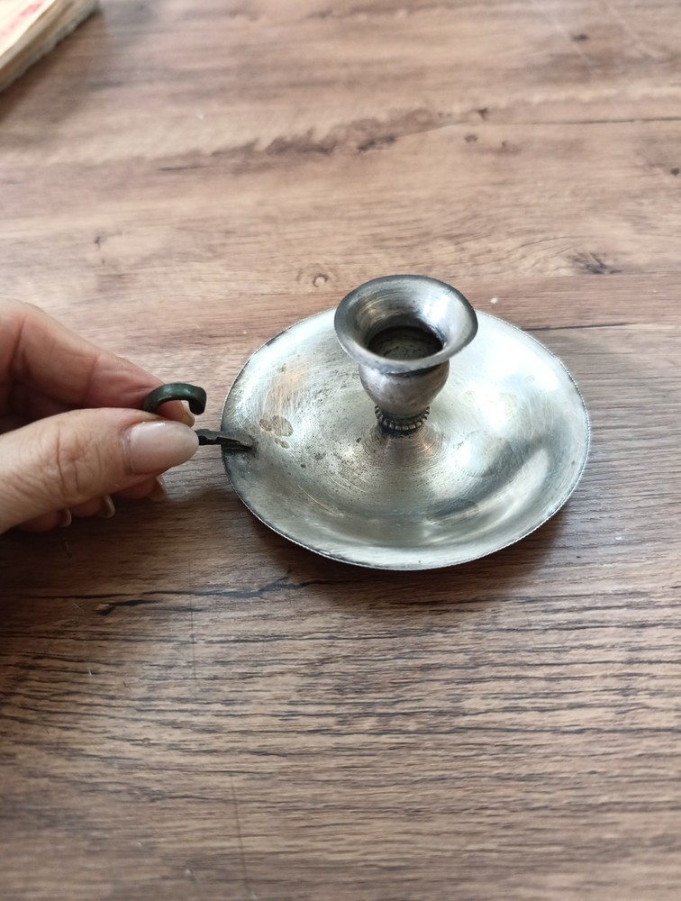 Antique Night Candle Holder In 800 Silver