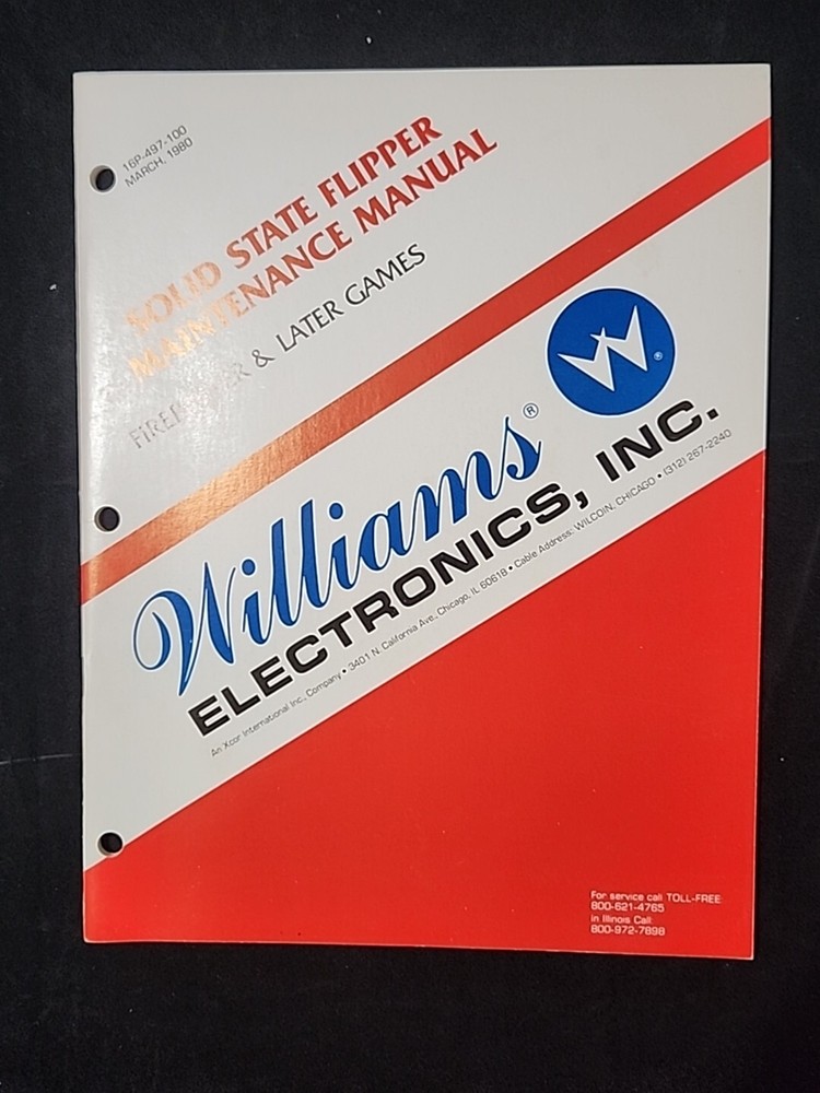 Williams Pinball Solid State Flipper Maintenance Manual Firepower & Later Games