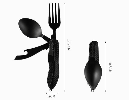 4 In 1 Multifunctional Camping Utensils Foldable Cutlery Combination Tableware
