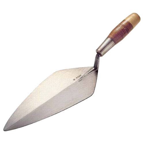 W Rose Brick Trowel 9" Narrow London Pattern Leather Handle