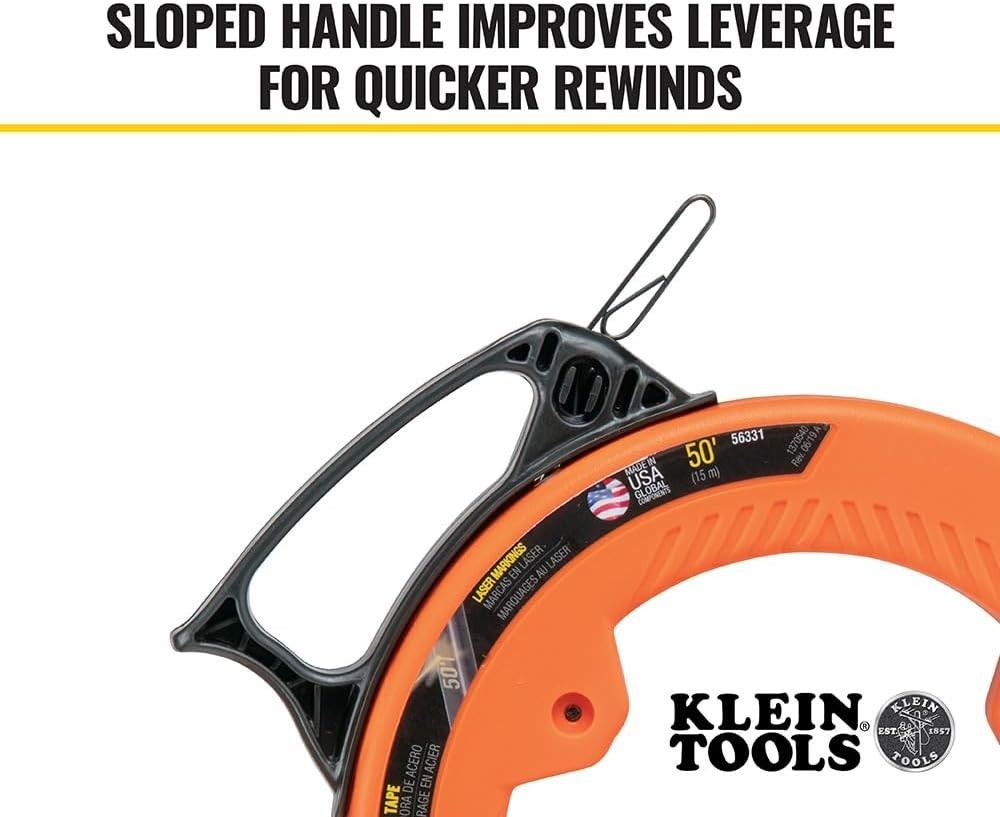 Klein Tools 50ft Steel Fish Tape with Double Loop Tip