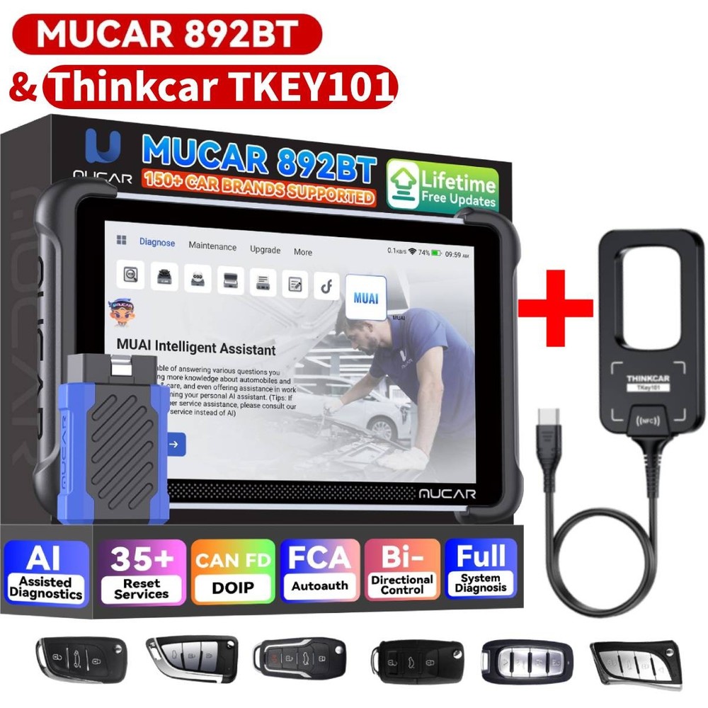 MUCAR 892BT w/ Thinkcar TKEY101 Car Key Programmer Bidirectional Scan Tool Set