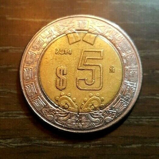 5 Pesos 2014 Bi-Metallic Mexico nice!
