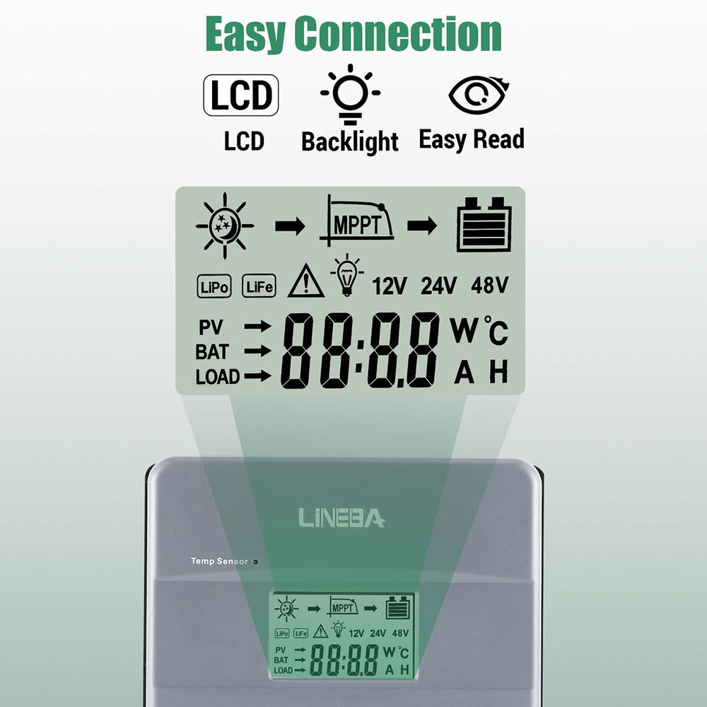 100A MPPT/PWM Solar Panel Regulator Charge Controller 12~48V Auto Focus Tracking