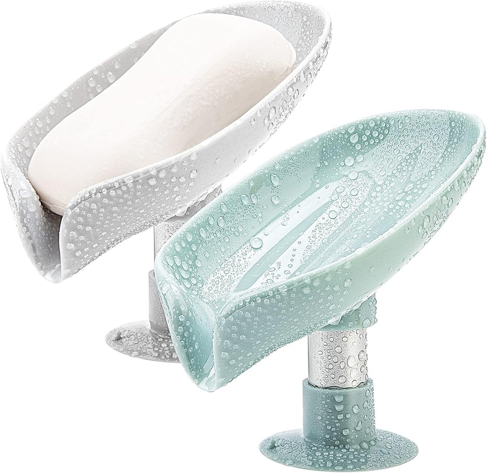 Soap Holder Leaf-Shape - Self Draining Soap Dish Holder, Not Punched Easy