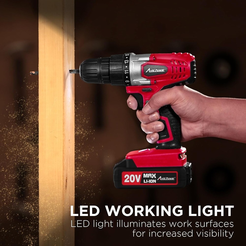 20V Cordless Drill with 22 Accessories & Torque Settings - Ideal for Home Use