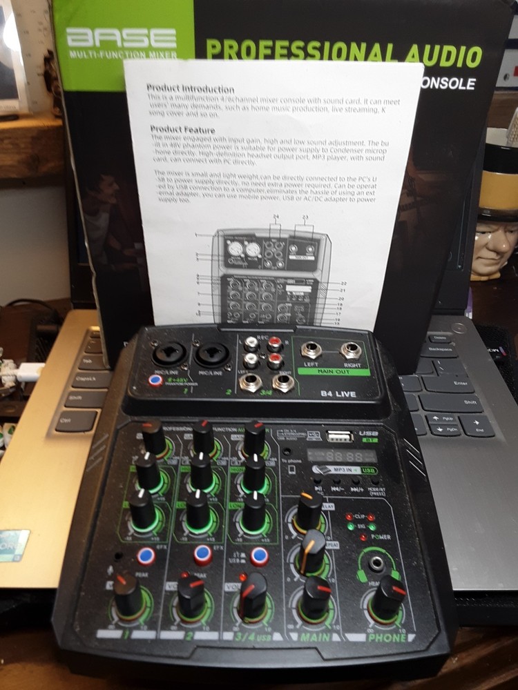 4 channel mixing console, USB, BT, Audio Interface