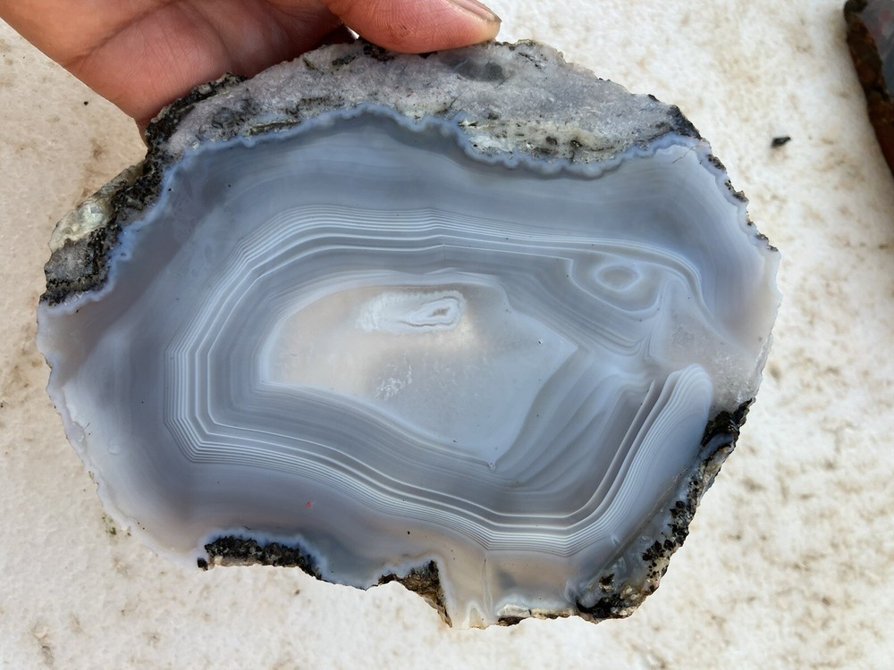 Trancas Thunder Egg Slab With Blue Agate (Mexico)