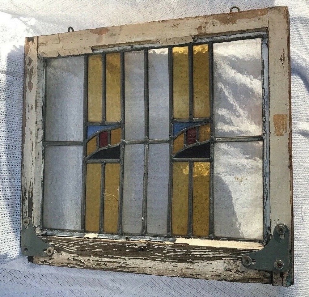 Vintage Stained Glass Window Panel 22 "X 19 1/2" .