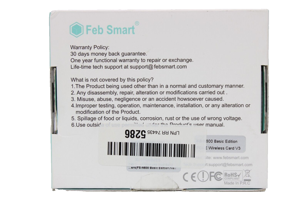 FebSmart FS-N600 Basic Edition PCI-E Wireless Card V3 300 Mbps WiFi Adapter Card
