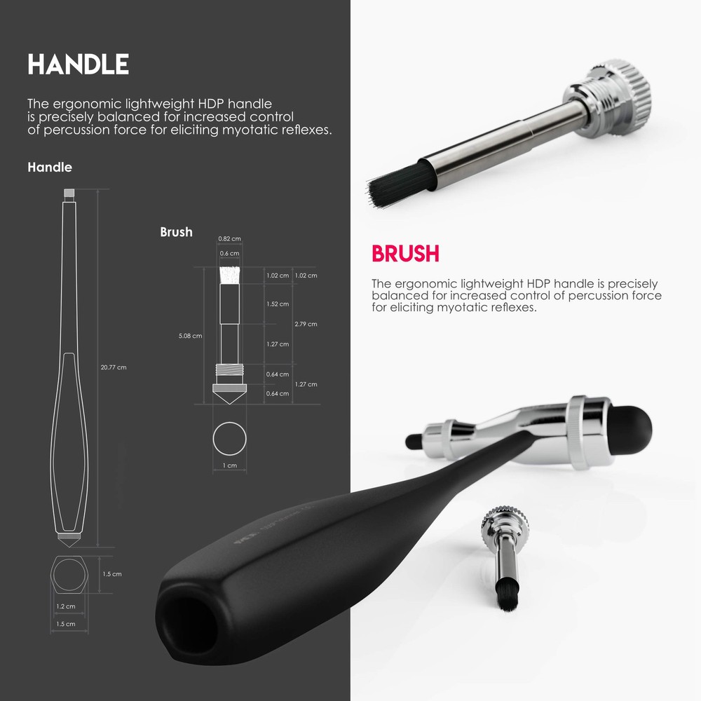 MDF Instruments Tromner Neurological Reflex Hammer w/ Built-in Brush HDP Handle