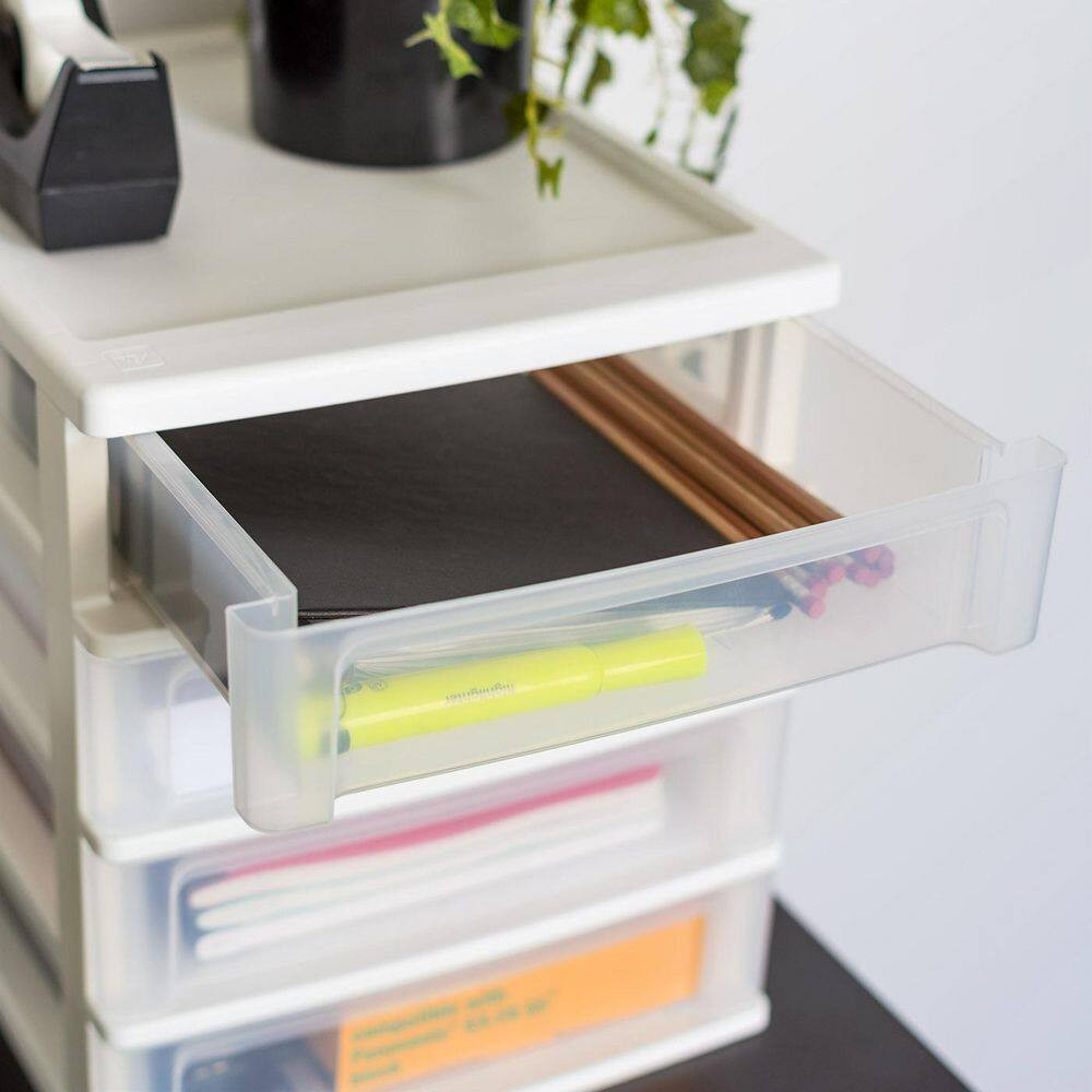 4 Drawer Compact Desktop System in White