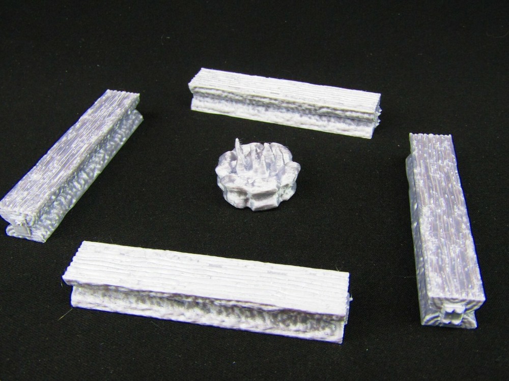 Fireside Benches & Campfire Scatter Terrain Scenery 3D Printed Mini Miniature