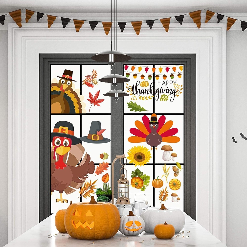 Thanksgiving Window Clings Stickers Fall Decorations Holiday